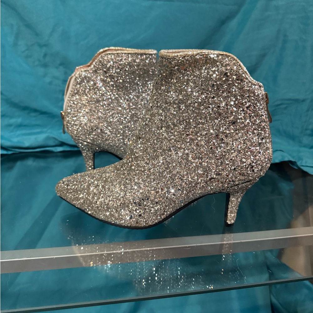 Silver Glitter Ankle Boots